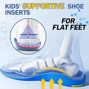 Ailaka kids arch support shoe insert - PU Foam Cushioning for Flat Feet, Plantar Fasciitis & Heel Pain Relief | Blue Color, Trim-to-Fit Design Shock Absorption Comfy
