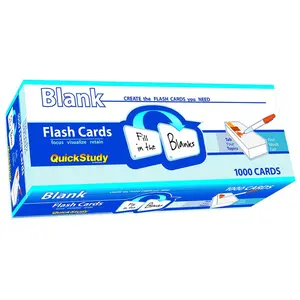 QuickStudy Blank Flash Cards - 1000 Cards for Tactile Learning & Custom Study Sets - Compact 2x3.5 Inches, Portable & Ideal for All Learners - Vocabulary Flashcards