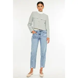 Alexis Medium Washed High Rise Ankle Mom Jeans