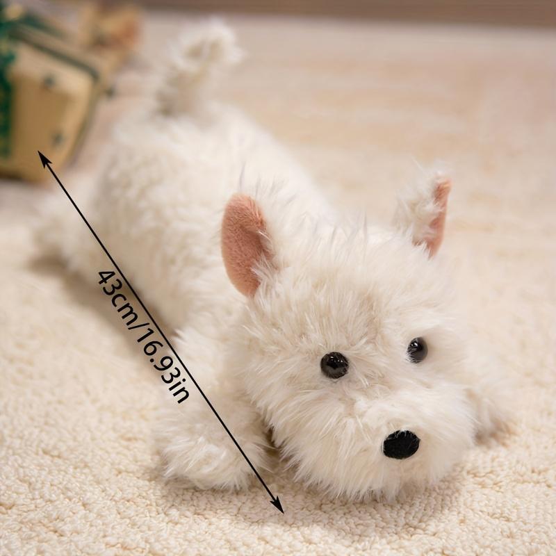 [Kawaii Fluffy Plush] Kawaii Fluffy West Highland Dog Plush - Stuffed Terrier Puppy, Cuddly Companion for Bedtime, Birthday & Easter Gifts for Collectors (Westie Breed) 16.93in/43cm