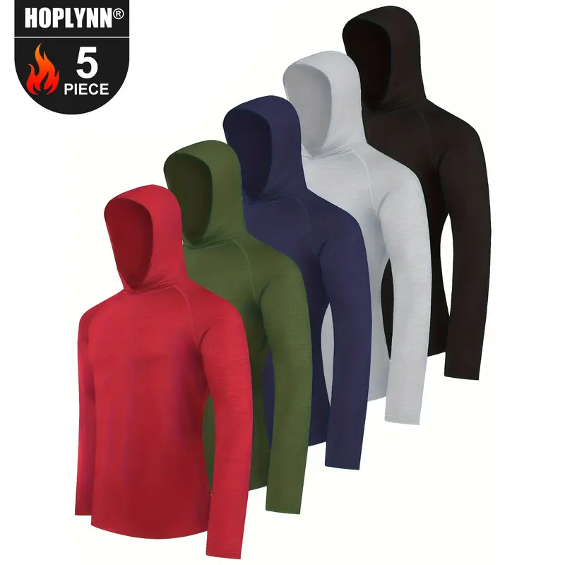 HOPLYNN Men's Athletic Hoodies - Long Sleeve Lightweight Rash Guards, Breathable Dry Fit Fitness Streetwear, Gym Clothes, Gym Daily Wear, Beach & Fishing Athletic Fashion Activewear