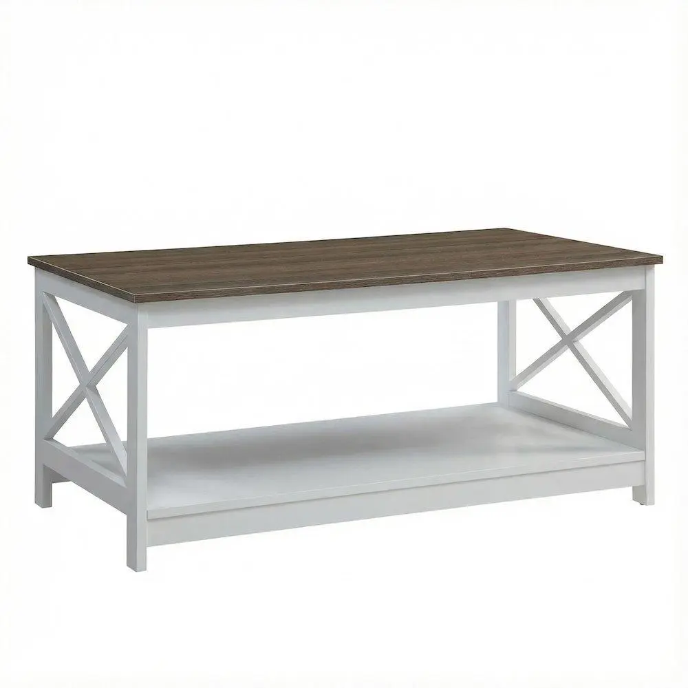 Driftwood White Coffee Table with MDF and Particle Board Top, Mdf Wood, 39.5X21.75"