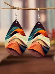 Water Drop Shaped Wooden Hook Earrings, High Quality Statement Earrings, Fashion Jewelry for Party, Daily Clothing Decor, Trendy All-match & Exquisite Jewelry for Gift