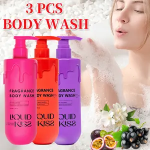 LIQUID KISS Relief Body Wash for Women Oat Etract Vitamin C Hyaluronic Acid  Moisturizing Shower Deep Moisture WHIRLWIND Fragrance Body Bath Shower Gels 473ml 16 fl.oz x 3 Pcs
