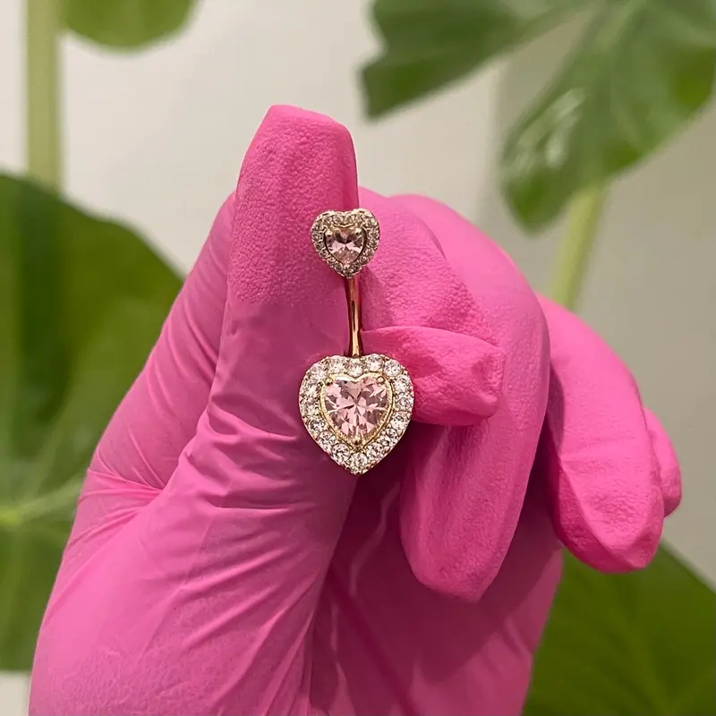 Blinged Heart Belly Ring