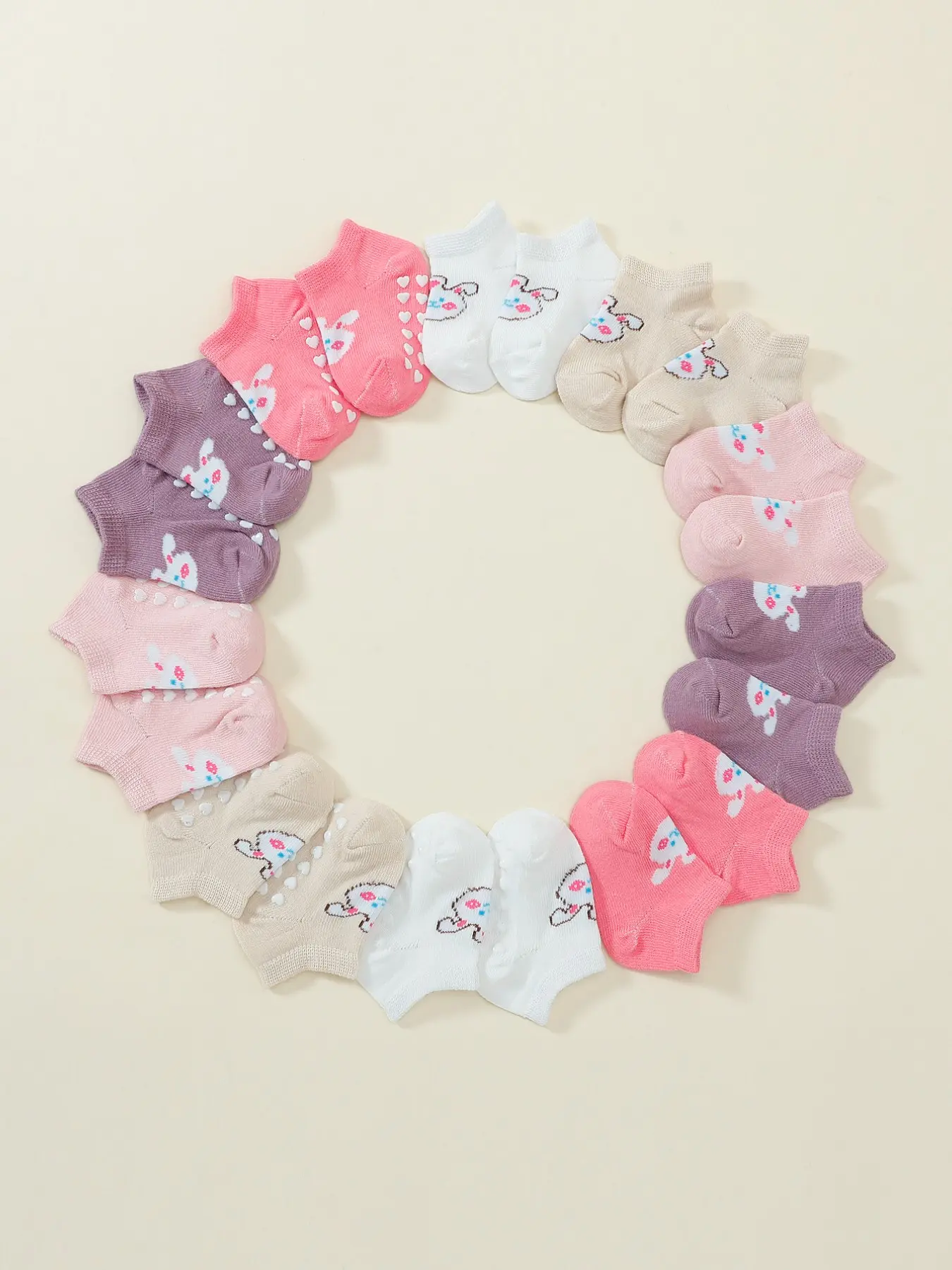 10 Pairs Spring Summer Cartoon Cute Rabbit Socks for Girls, Anti-Slip Boat Socks, Knitted Socks, Socks Set, Indoor Outdoor Daily Wear, Comfortable and Stylish