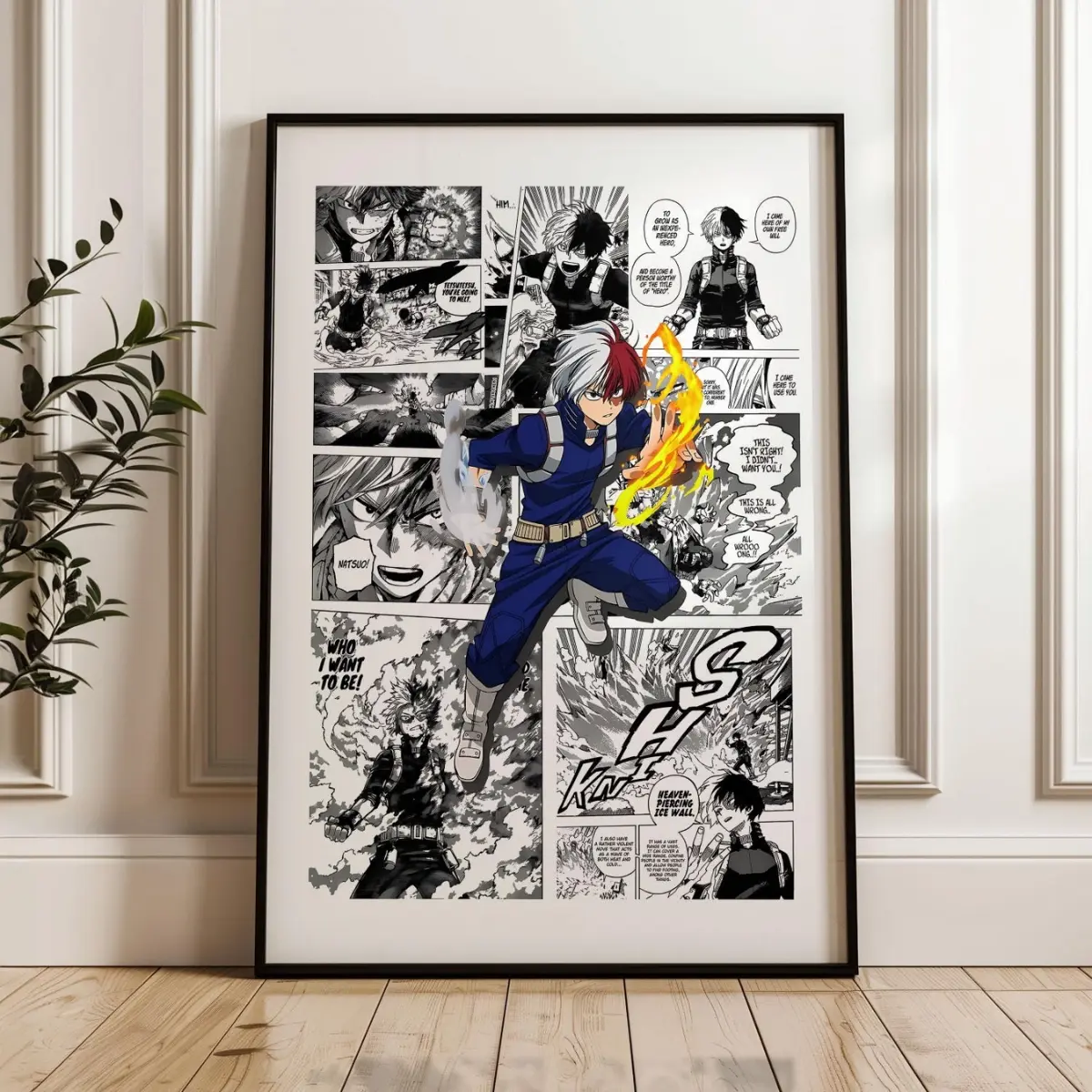 Shoto Todoroki Poster, My Hero Academia Wall Art, Ice and Fire Powers Canvas, High Quality Art Prints, Home Decor, Gifts for Him Her Otaku