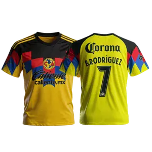2025 26 New America Home Yellow No.7 No.27 Aguirre Short Sleeves Football Jersey Top Fan Version
