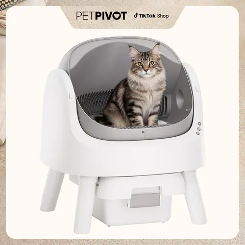 PetPivot AutoScooper 11 Open-Top Self-Cleaning Cat Litter Box, Automatic Litter Box for Cats with Safety Sensors, Includes Liner Bags and Litter Mat, SohoChic