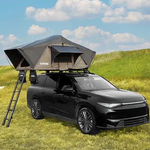 Garvee Rooftop Tent Soft Shell with Easy Setup, Telescopic Ladder & LED Light, Waterproof UV Resistant 4-Season Design for 2-3 Person Camping on Truck, SUV, Van, or Trailer