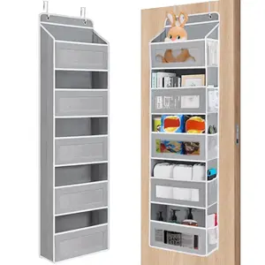 Over The Door Organizer Storage-5-Tier Hanging Organizer with 5 Large Pockets, Anti-Tilt Design, 44 lb Capacity for Bedroom,Baby Product Ptorage,Dormitory Storage,Pantry