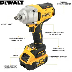 DeWalt DCF900 20V MAX XR 1/2″ High Torque Impact Wrench, 1,400 ft-lbs Breakaway Torque, 4-Mode Speed Control, Precision Wrench Mode, For Heavy Automotive And Industrial Fastening