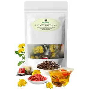ZenVitality Organic Dandelion Wolfberry Tea Bags Natural Support Kidney & Liver, Detox & Wellness Tea With Chrysanthemum, Goji Berry, Gardenia, Cassia Seed, Orange Peel, Dandelion Leaf Tea 120g