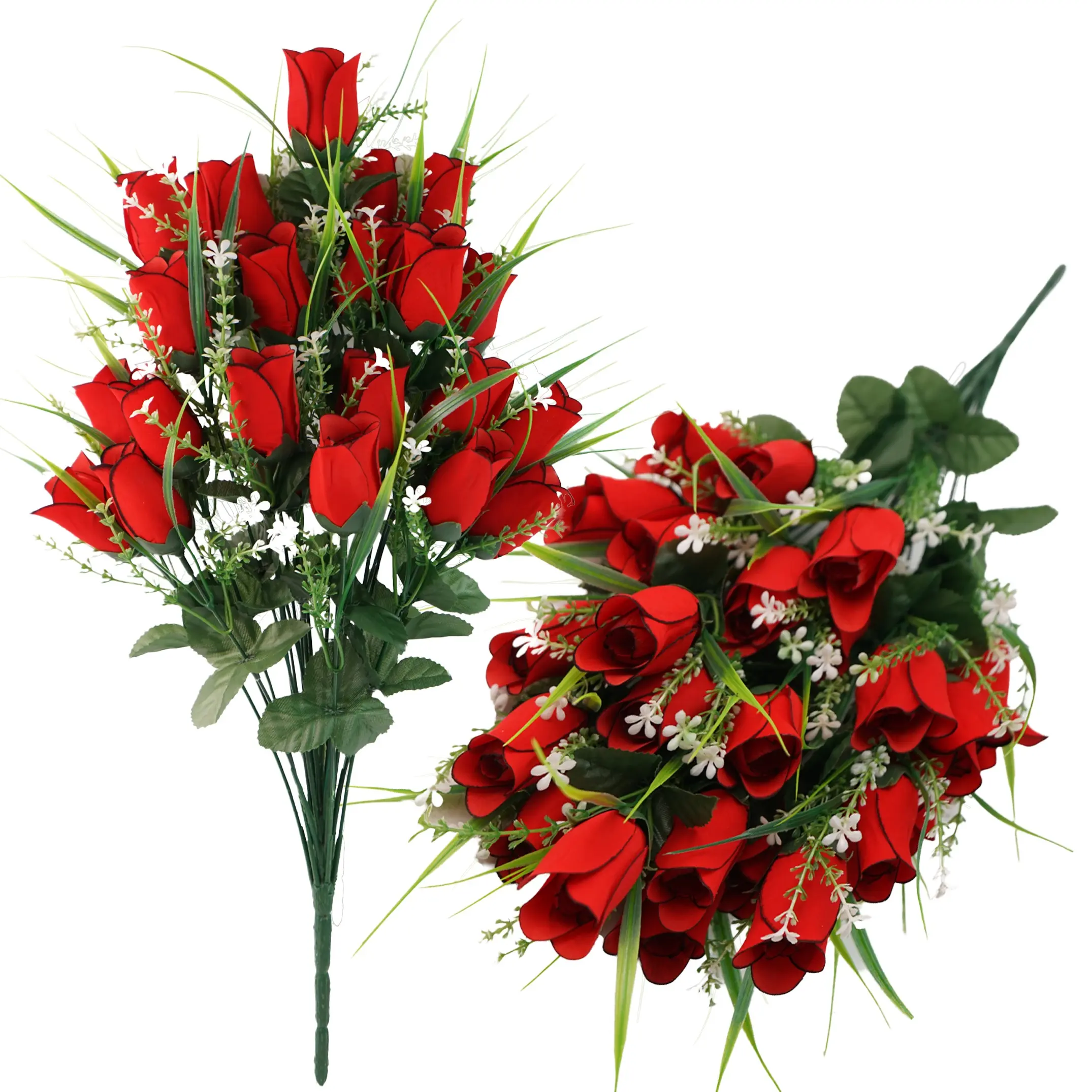 1pc/2pcs Sympathy Artificial Cemetery Flowers for Grave, 24 Heads Velvet Roses Mother'S Day Memorial Flowers, 22 Inch Beautiful Cemetery Grave Flowers, Outdoor Grave Decor Weather-Resistant, Easy to Assemble, Perfect for Grave Decorations