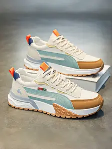 1 Pair Multi-color Trendy Sports Casual Shoes - Comfortable Upper + Elastic Outsole, Two Colors Available, For Daily Wear & Trendy Styling, Comfortable & Versatile