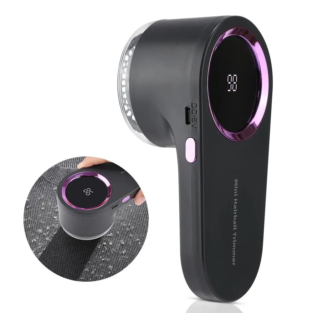 Portable Electric Lint Remover, USB Rechargeable LED Smart Digital Display Lint Ball Trimmer, Household Fabric Shaver for Clothes, Bedding, Couch