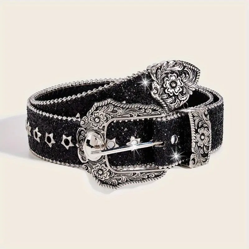 A vintage delicately carved button-head belt for gift-giving and daily commuting parties