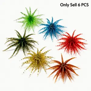 6pcs Realistic Sea Urchin Soft Lure, Reflective Star Points, Floating Tpr Swim Bait, Ideal for Shore Fishing, Trout, Rivers, Lakes, Seaside