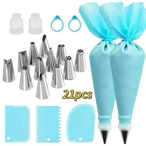 Cake Decorating Tool Set, Cake Decoration Tools, 21pcs/set Including Piping Bag & Tips & Scraper & Coupler & More, Professional Baking Tool Set for Home Kitchen Baking House
