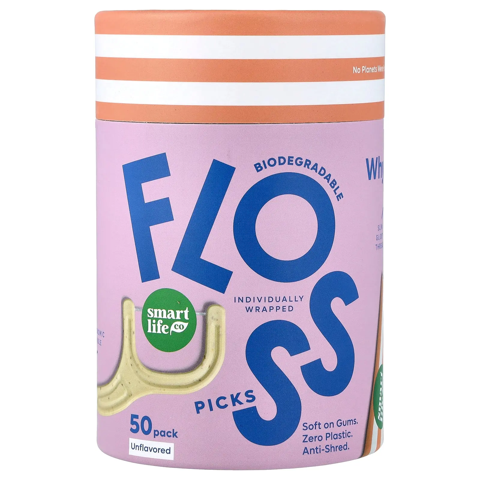 SmartLifeCo Biodegradable Floss Picks, Unflavored, 50 Pack
