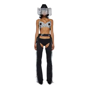 Giddy Up Rhinestone Cowgirl Costume - Black