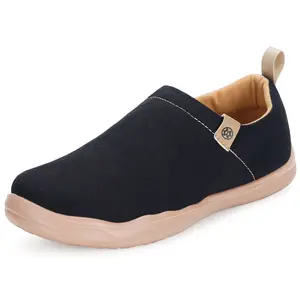Women's Slip On Loafers Canvas Travel Shoes Wide Width Comfortable Flats Casual Lightweight Walking Sneakers Work Shoes Blue Black Rubber Sole Breathable