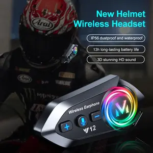Helmet Bluetooth-compatible Earphones Waterproof Noise Cancelling Wireless 5.3 Motorcycle Helmet Headset, Voice Control Hands-Free Calling, Fm Radio