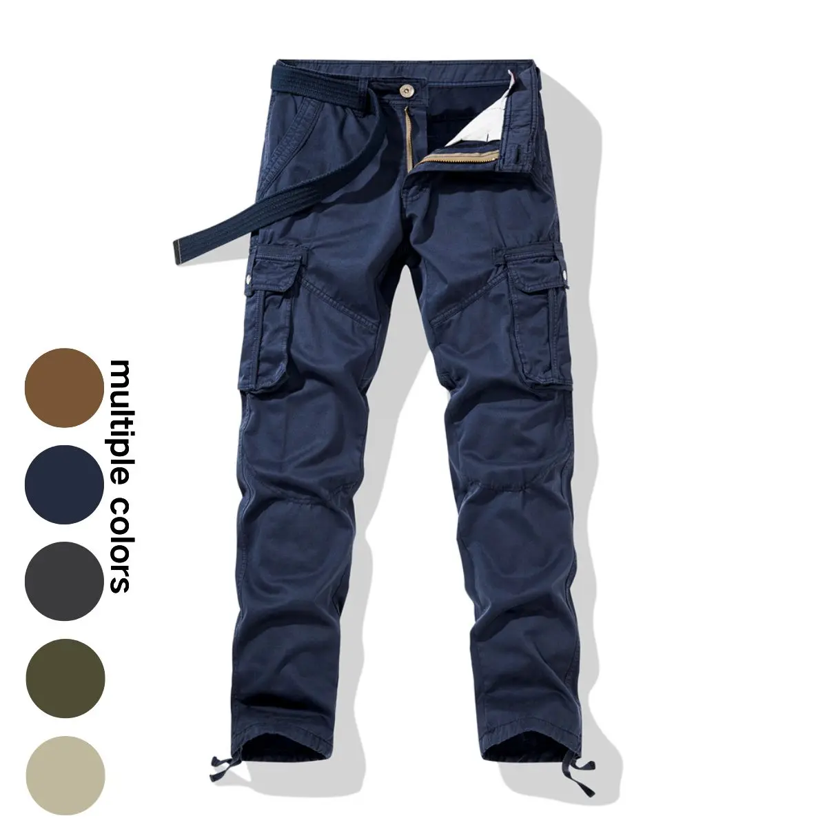 Workwear pants for spring and autumn, men's fashion trend pants, men's multi-pocket casual long pants