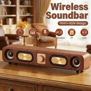 Desktop Bluetooth 5.1 Wireless Speaker (wood Grain Color), Portable Speakers, 3D Stereo And Subwoofer, FM/TF Card/AUX/U Disk Input Speaker,Rechargeble 2000mah Battery, Hands-Free Call, TV, Computer, Laptop, Cell Phone Sound Assisted Amplification Gifts