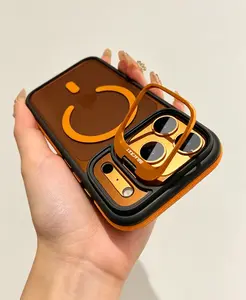 Dual Color Lens Bracket Phone Case TPU Acrylic Protective Cover with Colorful Frame for iPhone 11/12/13/14/15/16/17 Series