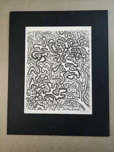 Abstract Stone Lithograph Untitled Print 2 by Robert Viana 8" x 10" Unframed Lithography Litho Print Decor Poster