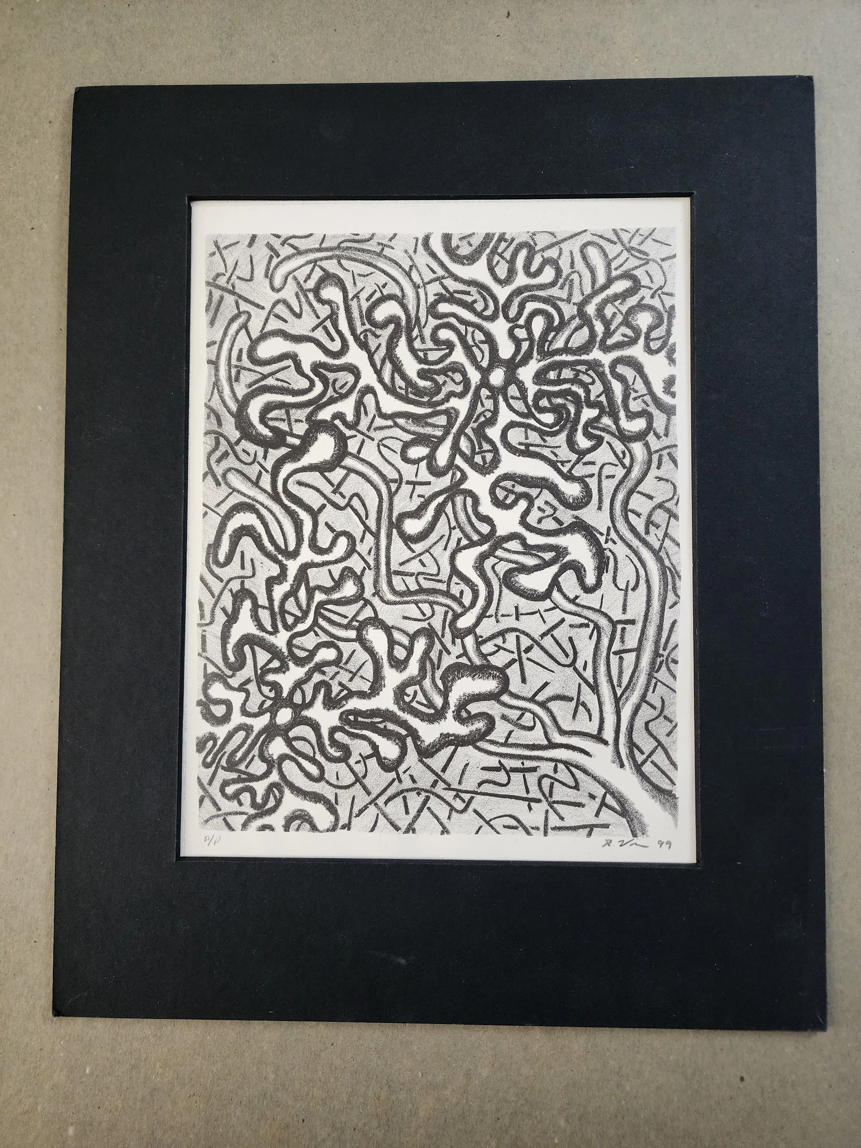 Abstract Stone Lithograph Untitled Print 2 by Robert Viana 8" x 10" Unframed Lithography Litho Print Decor Poster