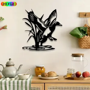 1pc Flying Ducks Metal Wall Art, Waterfowl in Flight wall Scupltures Mural, Intricate Craftsmanship, Iron Craft, Perfect for Housewarming, Thanksgiving Decor, Perfect for Patio Wall Lodge Cabin Decor, Ideal Gift for Wildlife Enthusiasts.