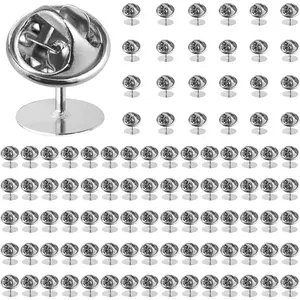100Pcs 11mm Butterfly Pin Backs with 100Pcs 10mm Tie Tacks Silver Pins for Jewelry Making and Crafting (Silver)