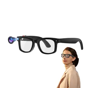 Bluetooth Audio Multifunctional Smart Glasses with Camera (5MP Interpolation ), 2MP Anti-shake Camera , 1080P Video Recording Sport Glasses,  AI Assistant, AI Translation, Hands-Free Calls, Music, 3 Lenses (Transparent Anti-blue + Sunglasses +Brown )