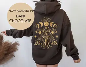 Luna Moth Crewneck Hoodie, Luna Moth Clothing, Moon Phases, Mystic Moon and Moth, Celestial Hoodie, Witchy Moth Goblincore Hoodie
