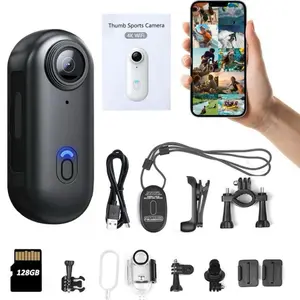 Thumb Sports Camera 4K WiFi with 128GB Memory Card and Multiple Mounting Options for Action Sports