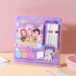 Kpop Hunter Girl Group High-Quality Children Coloring Book, 4-Color Educational Drawing Book, Colorful Art Sketchbook for Kids, Watercolor Pens, Cartoon Design