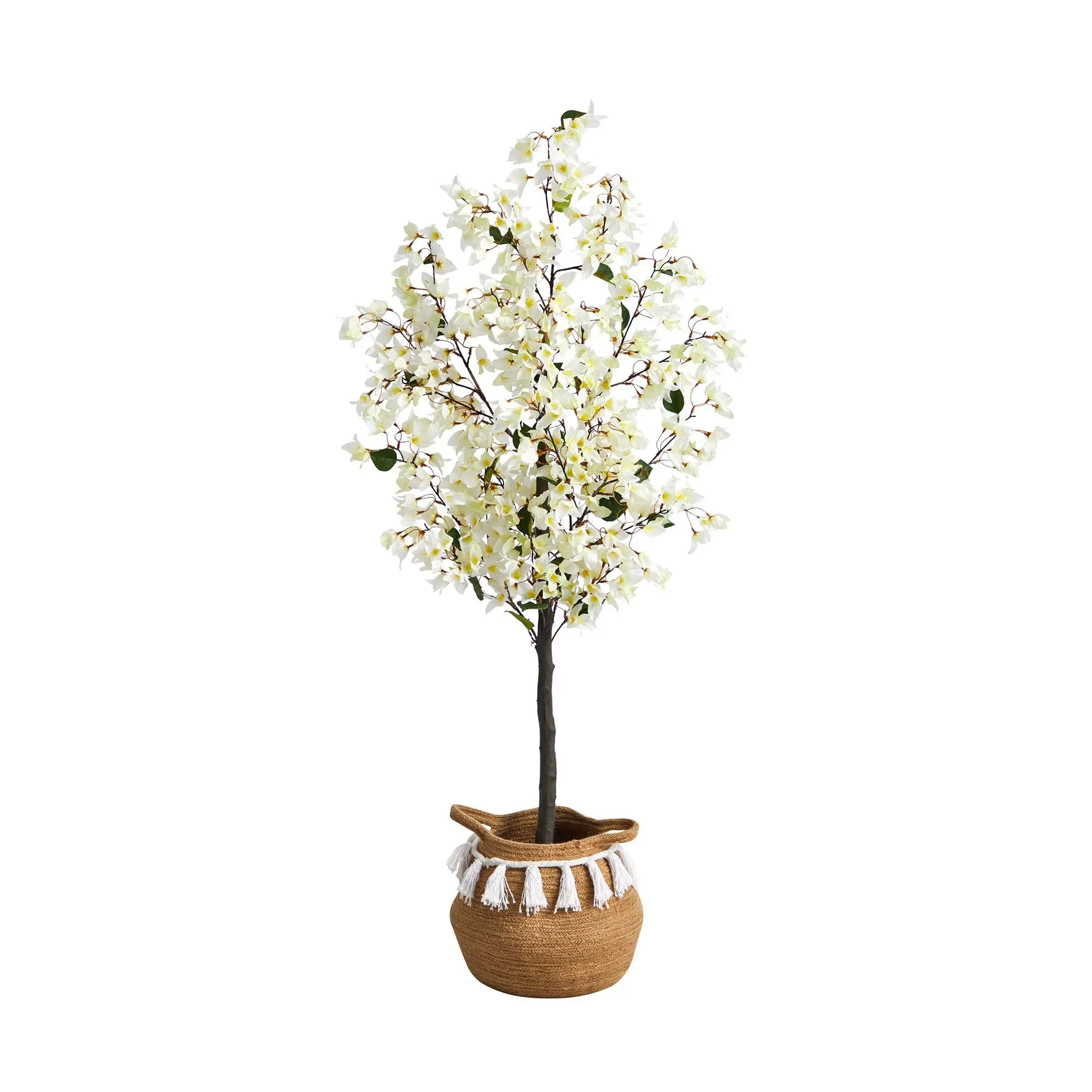 Nearly Natural 5-ft Artificial Bougainvillea Tree with Basket