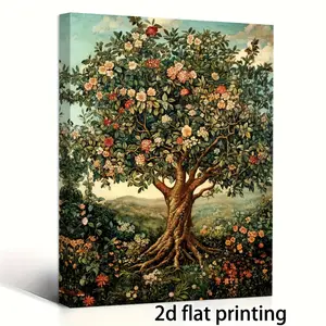 1 Piece William Morris Tree of Life Wall Art - Vintage Pre-Raphaelite Framed Wall Poster, 11x15inch Wooden Frame, Waterproof Print, Victorian Style Botanical Print, Suitable for Home, Office, Bedroom - Ready-to-Hang Vintage Decorative Gift, 2D Flat, Perfe