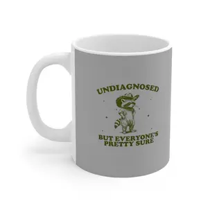 Funny Cowboy Raccoon Undiagnosed  But everyone is pretty sure Mug - Perfect Gift for Diagnosis Support, Coffee Lovers, Encouragement, Humor, Quirky Tea Mug