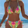 Two-Piece Bikini Set, Adjustable Tie Design Lace Up Bikinis, High-Waisted High Rise Swimwear, Summer Beach Swimsuit for Women, High Waist Beachwear Swimsuits Set