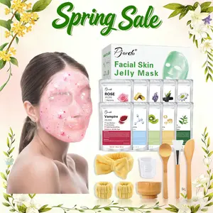 10 Treatments Nourishing Jelly Mask Powder Set with Mixing Bowl and Brush Hydrojelly Facials for Hydrating and Moisturize Skincare Peel Calming Gentle Moisturizing,valentine's day gifts for her/him