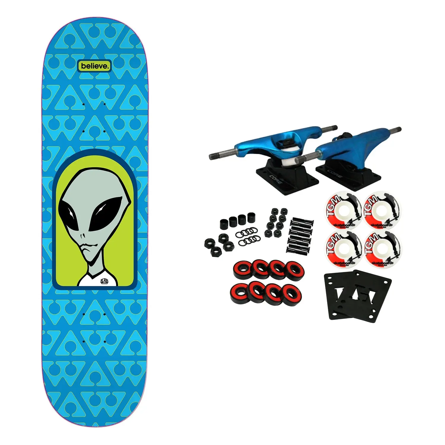 Alien Workshop Skateboard Complete Believe Pattern Blue 8.125" x 32"