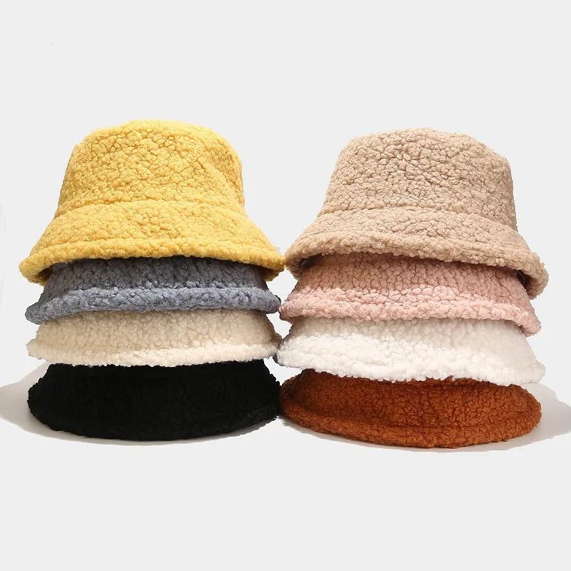 Lamb Faux Fur Bucket Hat Winter Warm Teddy Velvet Hats Caps For Women Lady Outdoor Panama Fisherman Hat Lamb Faux Fur Bucket Hat Winter Warm Teddy Velvet Hats Caps For Women Lady Outdoor Panama Fisherman Hat