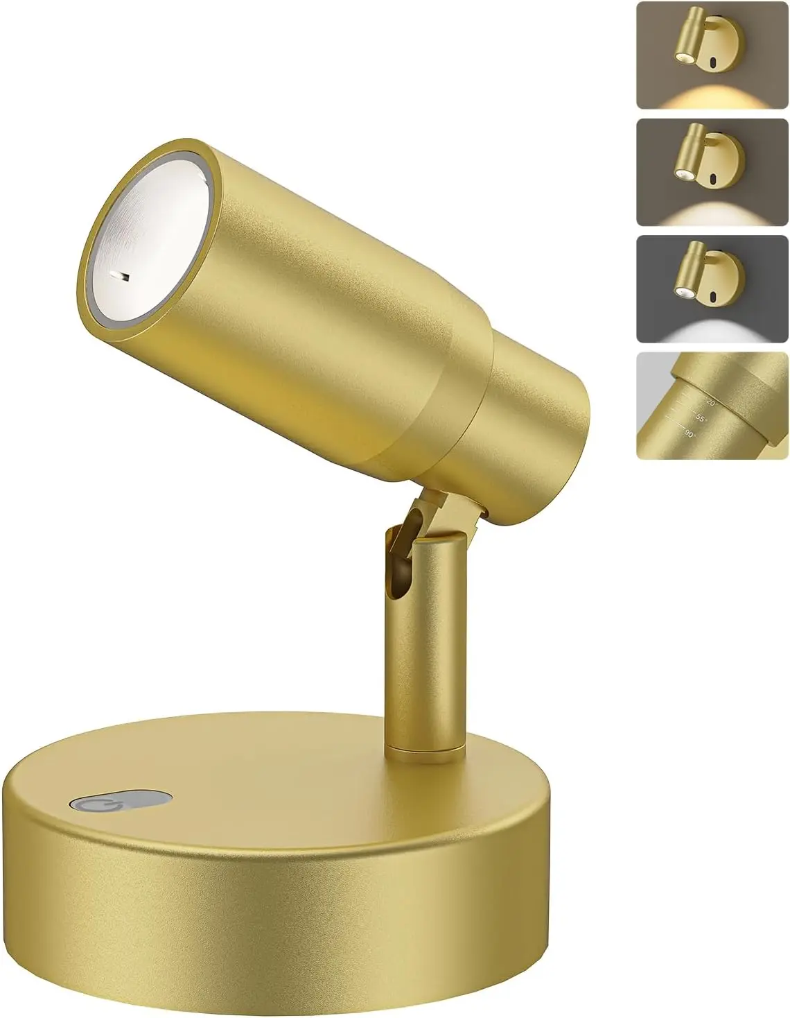 Gold Rechargeable Zoomable Indoor Spotlight with Remote, 6000mAh Battery Uplight, 20°-90° Adjustable Beam, 3CCT Dimmable Accent Light with Timer for Plants, Artwork, Paintings & Sofa Corners, 1 Pack