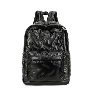Lightweight Quilted Nylon Backpack For Women, Multi‑Pocket Puffer Shoulder Bag, Stylish Water‑Resistant Casual Daypack, Spacious Durable Carryall Ideal For Daily Commute School Travel Weekend Trips And Everyday Outdoor Activities