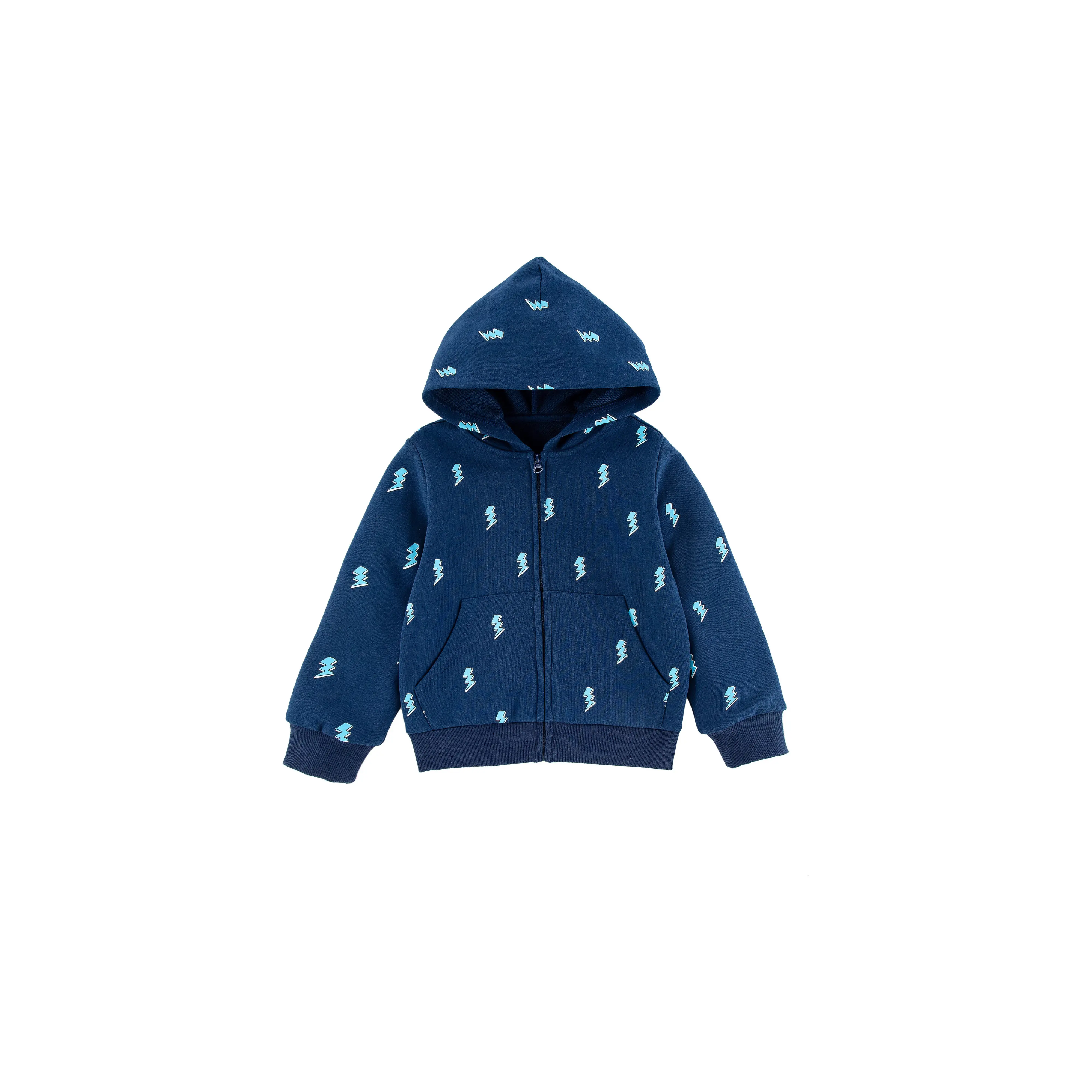 Soft Fleece Zip-up Hoodie, Blue Lightning
