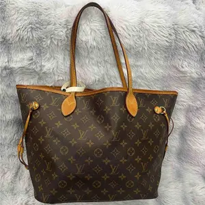 Pre-owned Louis Vuitton leather Shoulder Bags Neutral Monogram Canvas neverfull MM Tote bag xiaotang20260308032