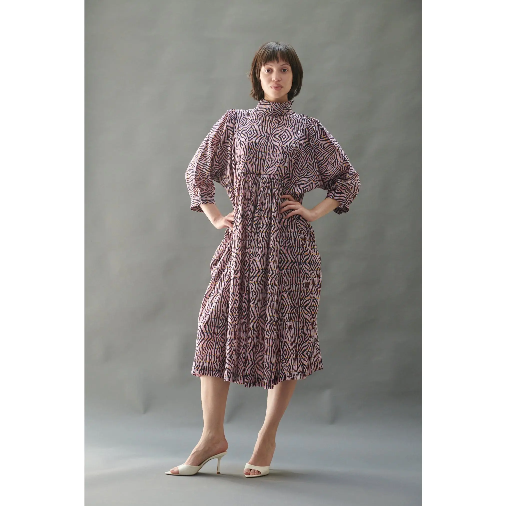 Snap Smock Dress in Rainbow Zebra